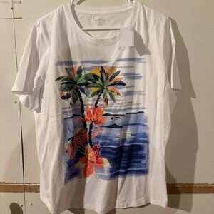 Reflections White Tropical Graphic T-Shirt – Palm Tree Print